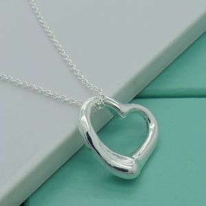 Anthropologie Silver Heart Uneven Love 3D Pendant Chain Necklace